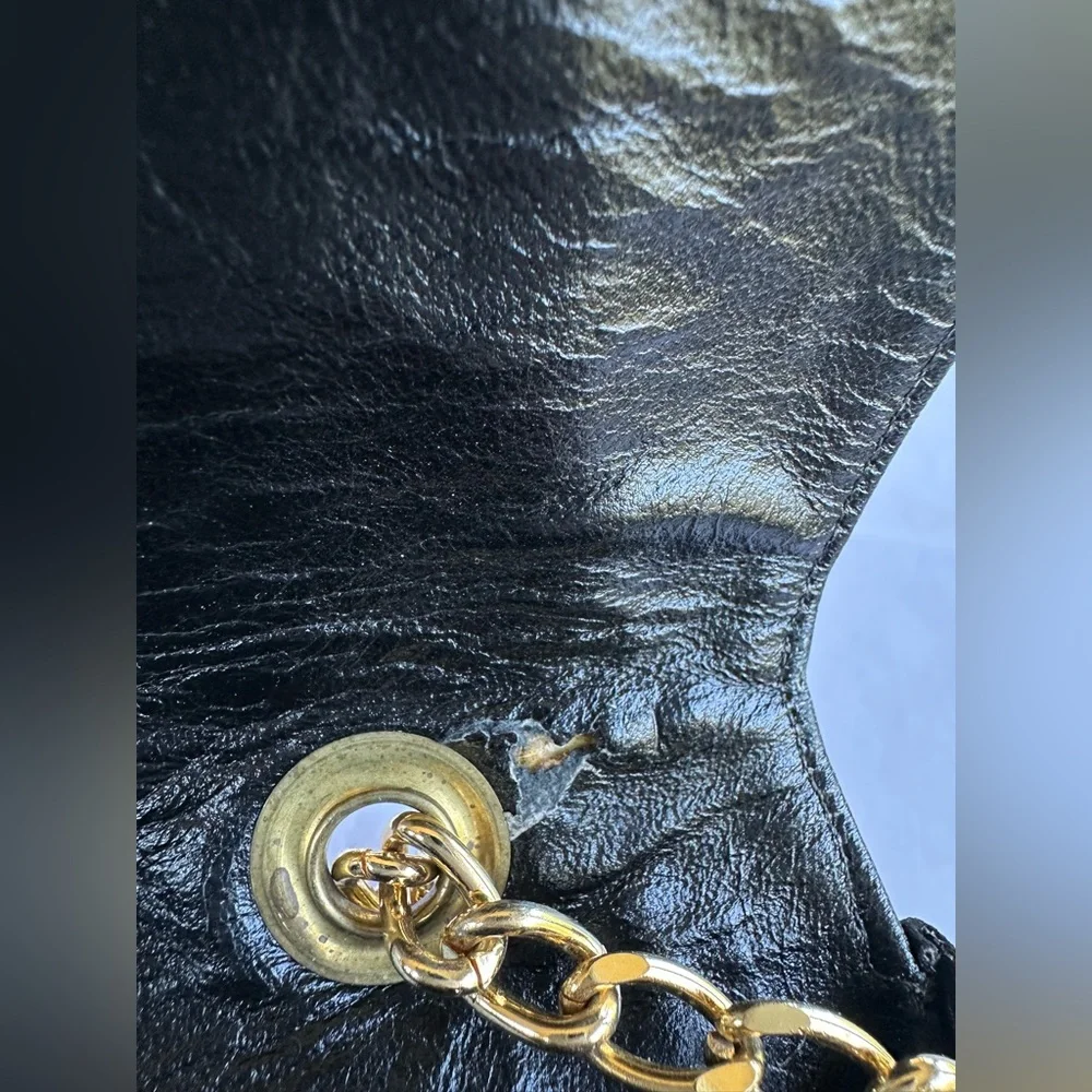 Vintage Annere Elegant Black Purse with Gold Chain Made in Venezuela